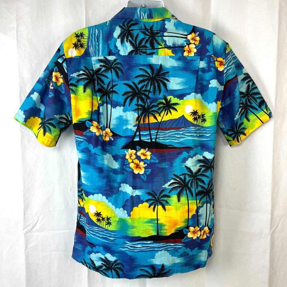 Aloha Republic Tropical Sunrise Vtg Hawaiian Shirt Large Mens Slim 45x30 Cotton - Picture 3 of 6